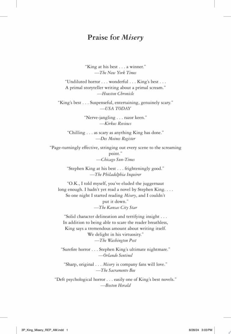 Misery by Stephen King Book Cover