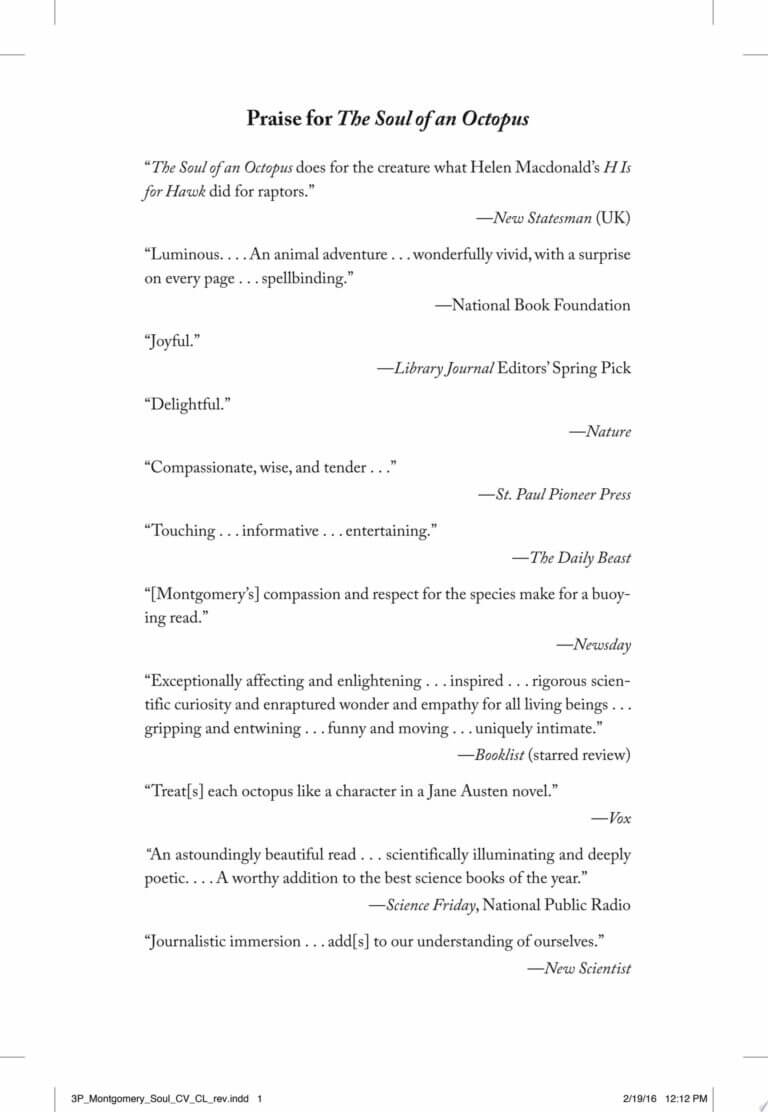 The Soul of an Octopus A Surprising Exploration Into the Wonder of Consciousness Book Cover