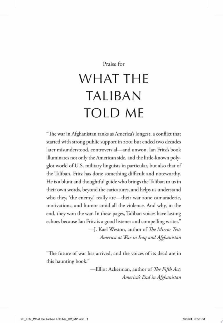 What the Taliban Told Me Book Cover